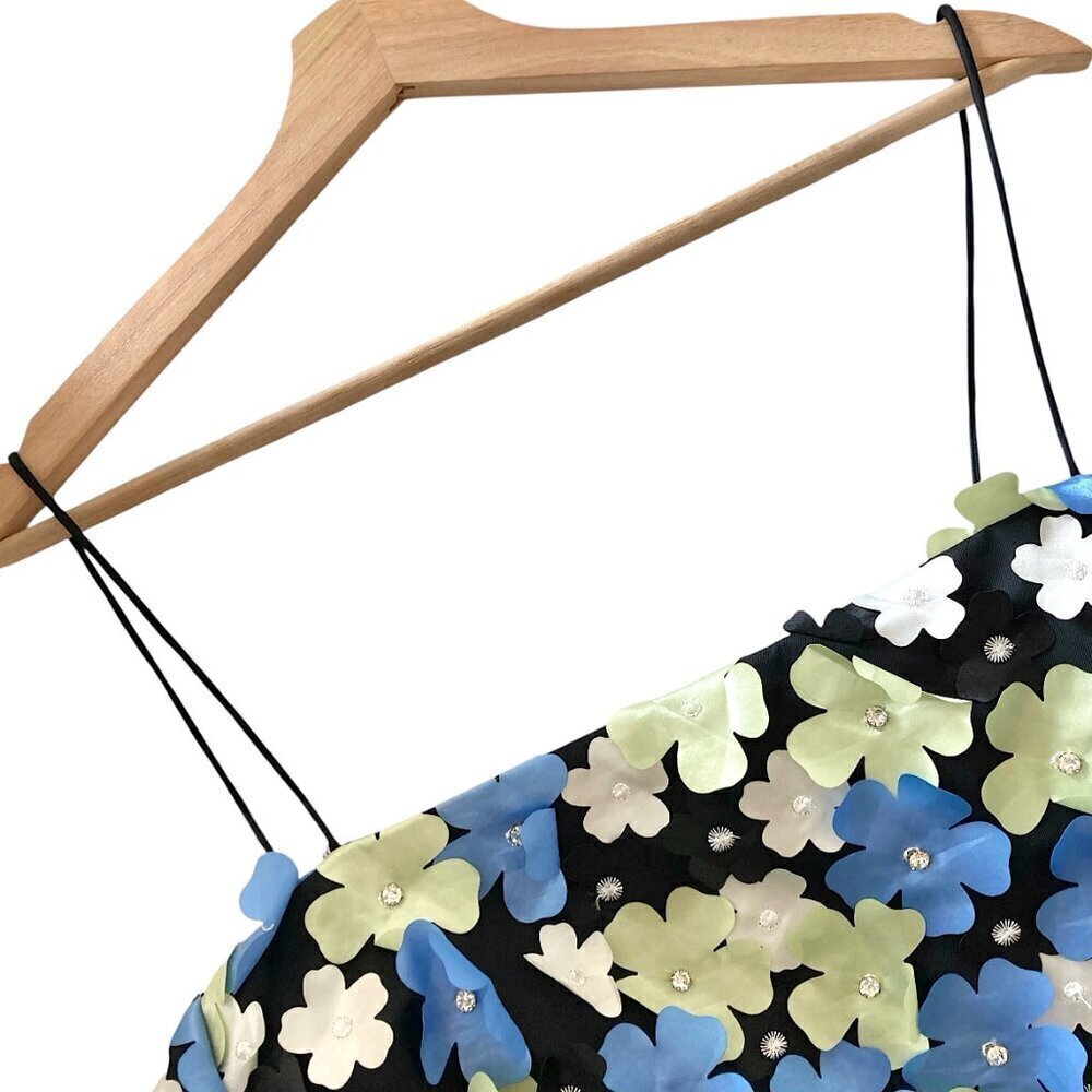 STINE GOYA Beilula Off Shoulder 3D Flower Midi Dress Crystal Garden Blue Denmark - Picture 10 of 16